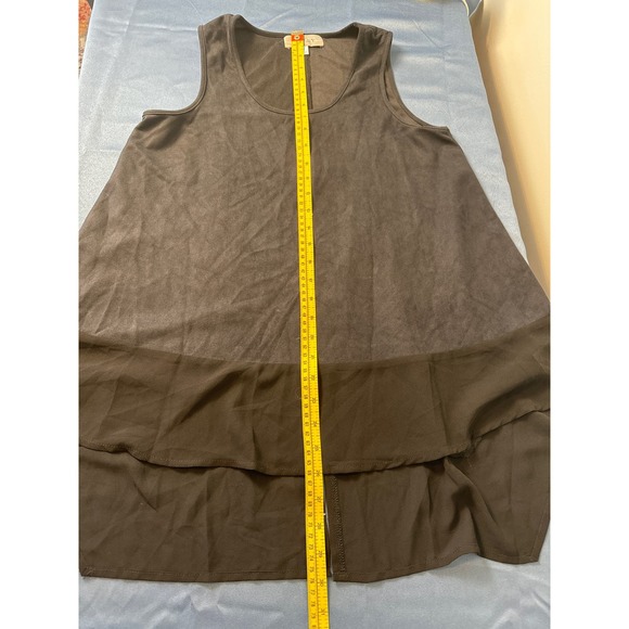 Tinley Black Hi-Lo Tank Sheer Hem Suede Texture Split up Back Small Pre-owned - Picture 6 of 9